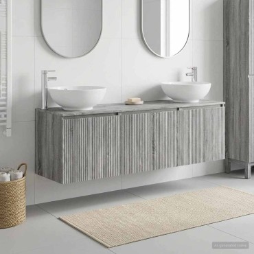 vidaXL Σετ Ντουλαπιών Μπάνιου 3 τεμ. Γκρι Sonoma 49,5x44,5x65 εκ