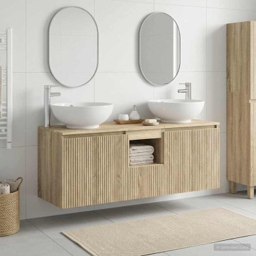 vidaXL Σετ Ντουλαπιών Μπάνιου 3 τεμ. Sonoma Δρυς 49,5x44,5x65 εκ