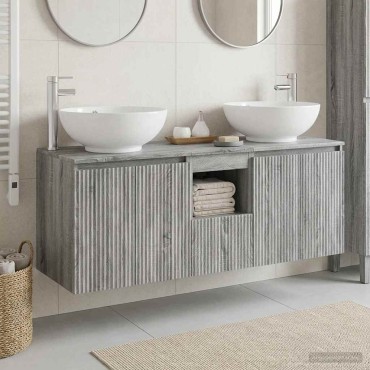 vidaXL Σετ Ντουλαπιών Μπάνιου 3 τεμ. Γκρι Sonoma 49,5x44,5x65 εκ