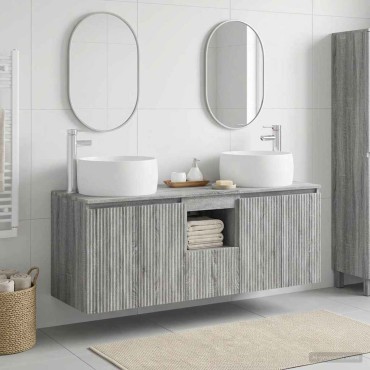 vidaXL Σετ Ντουλαπιών Μπάνιου 3 τεμ. Γκρι Sonoma 49,5x44,5x66 εκ