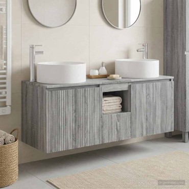 vidaXL Σετ Ντουλαπιών Μπάνιου 3 τεμ. Γκρι Sonoma 49,5x44,5x65,5 εκ