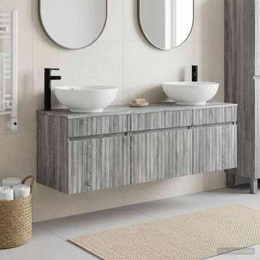 vidaXL Σετ Ντουλαπιών Μπάνιου 3 τεμ. Γκρι Sonoma 49x44,5x66,5 εκ