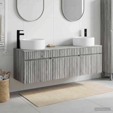 vidaXL Σετ Ντουλαπιών Μπάνιου 3 τεμ. Γκρι Sonoma 49x44,5x65,5 εκ