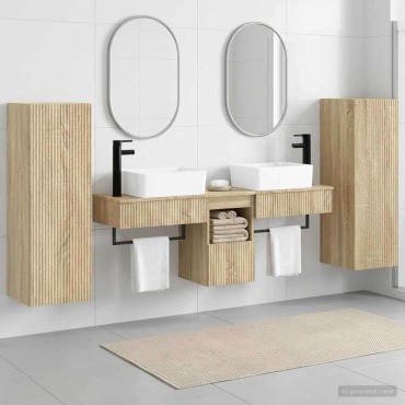 vidaXL Σετ Επίπλων Μπάνιου 5 τεμ. Sonoma Δρυς 33x34,5x100 εκ