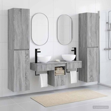 vidaXL Σετ Επίπλων Μπάνιου 5 τεμ. Γκρι Sonoma 33x34,5x160 εκ