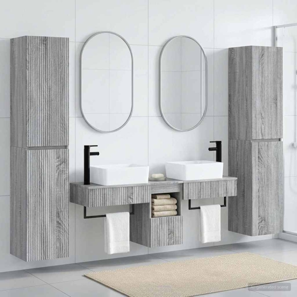 vidaXL Σετ Επίπλων Μπάνιου 5 τεμ. Γκρι Sonoma 33x34,5x160 εκ