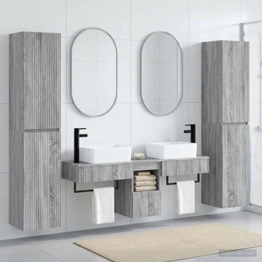 vidaXL Σετ Επίπλων Μπάνιου 5 τεμ. Γκρι Sonoma 33x34,5x160 εκ