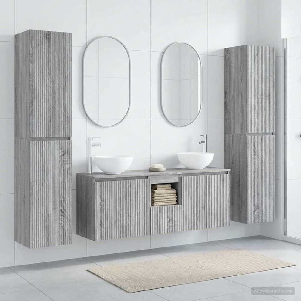 vidaXL Σετ Επίπλων Μπάνιου 5 τεμ. Γκρι Sonoma 33x34,5x160 εκ