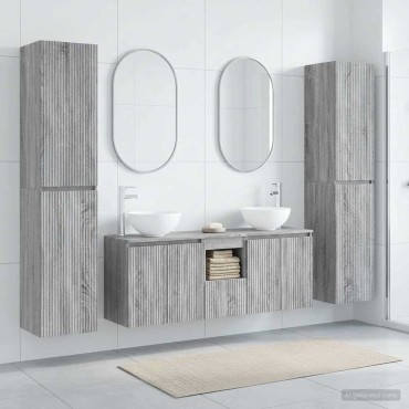 vidaXL Σετ Επίπλων Μπάνιου 5 τεμ. Γκρι Sonoma 33x34,5x160 εκ