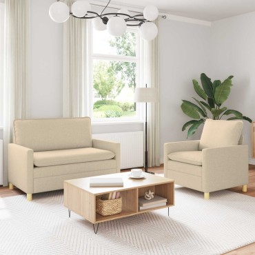 vidaXL Σετ Καναπέ 2 τεμ. Κρεμ Ύφασμα 126x81x87,5cm  Διθέσιος