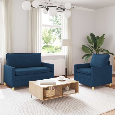 vidaXL Σετ Καναπέ 2 τεμ. Μπλε Ύφασμα 126x81x87,5cm  Διθέσιος