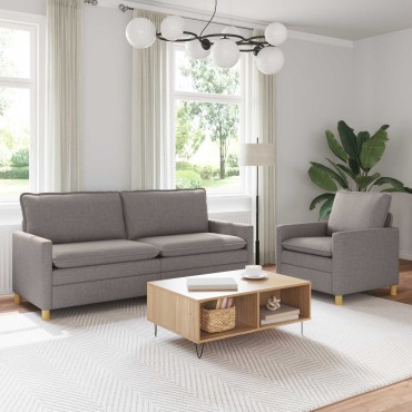 vidaXL Σετ Καναπέ 2 τεμ. Taupe Ύφασμα 196x81x87,5cm  Διθέσιος