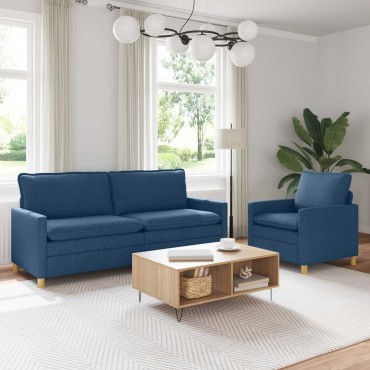 vidaXL Σετ Καναπέ 2 τεμ. Μπλε Ύφασμα 196x81x87,5cm  Διθέσιος