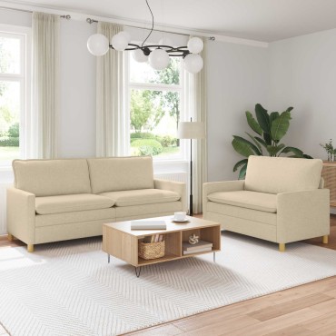 vidaXL Σετ Καναπέ 2 τεμ. Κρεμ Ύφασμα 196x81x87,5cm  Διθέσιος
