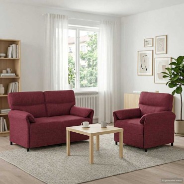 vidaXL Σετ Καναπέ 2 τεμ. Κόκκινο Ύφασμα 138x83x95cm  Διθέσιος