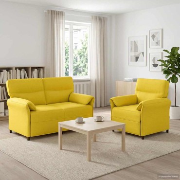 vidaXL Σετ Καναπέ 2 τεμ. Απαλό Κίτρινο Ύφασμα 138x83x95cm  Διθέσιος