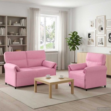 vidaXL Σετ Καναπέ 2 τεμ. Ροζ Ύφασμα 138x83x95cm  Διθέσιος