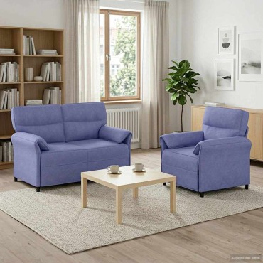 vidaXL Σετ Καναπέ 2 τεμ. Μπλε τζην Ύφασμα 138x83x95cm  Διθέσιος