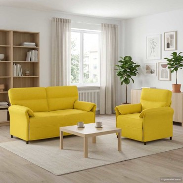 vidaXL Σετ Καναπέ 2 τεμ. Απαλό Κίτρινο Ύφασμα 158x83x95cm  Διθέσιος