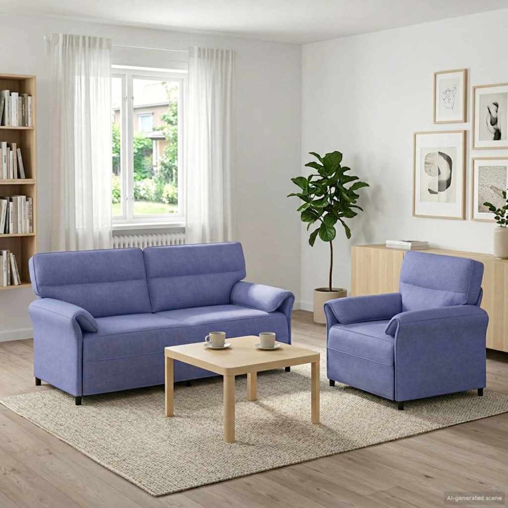 vidaXL Σετ Καναπέ 2 τεμ. Μπλε τζην Ύφασμα 158x83x95cm  Διθέσιος