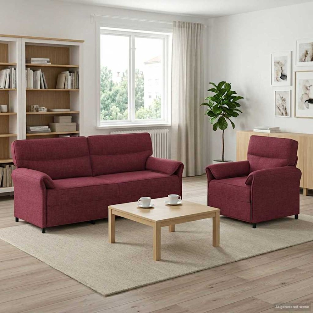 vidaXL Σετ Καναπέ 2 τεμ. Κόκκινο Ύφασμα 198x83x95cm  Διθέσιος
