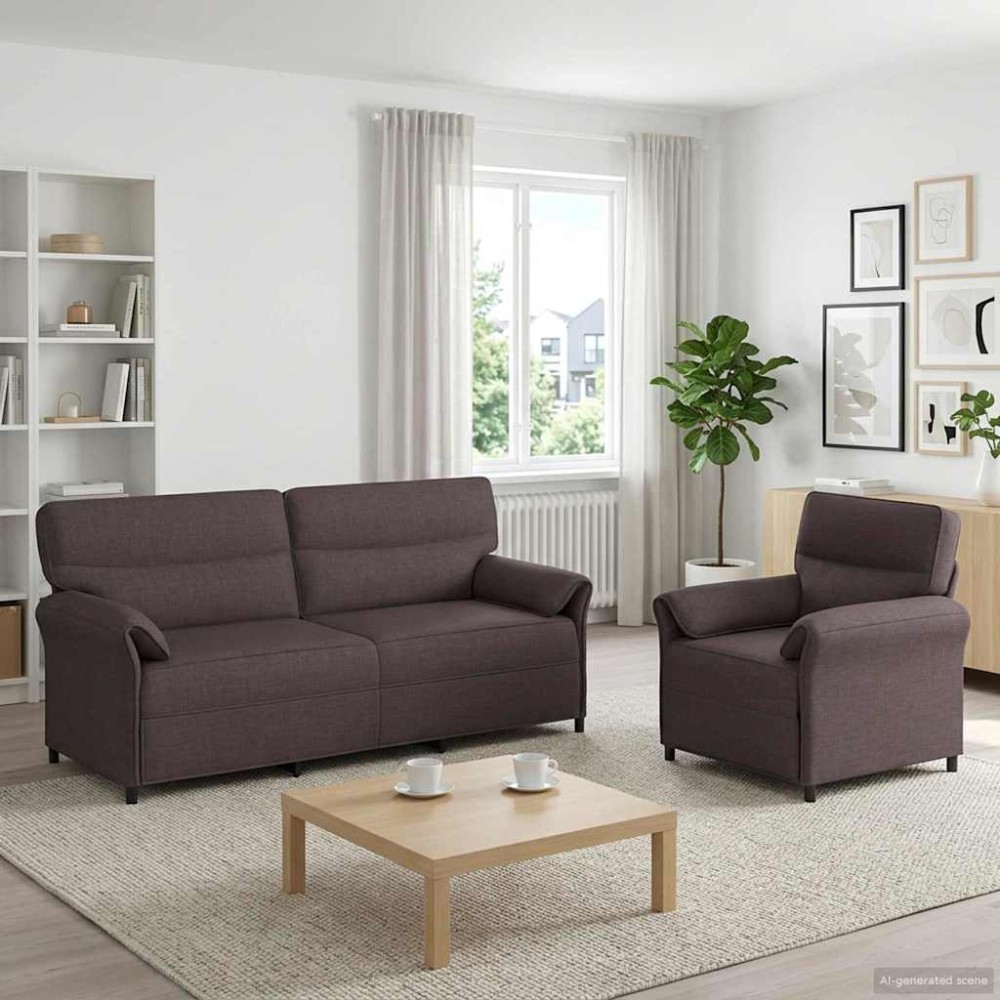 vidaXL Σετ Καναπέ 2 τεμ. Σκούρο Καφέ Ύφασμα 198x83x95cm  Διθέσιος