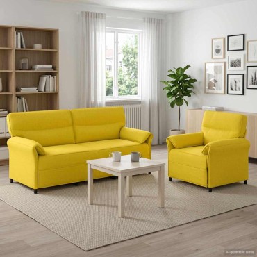 vidaXL Σετ Καναπέ 2 τεμ. Απαλό Κίτρινο Ύφασμα 198x83x95cm  Διθέσιος