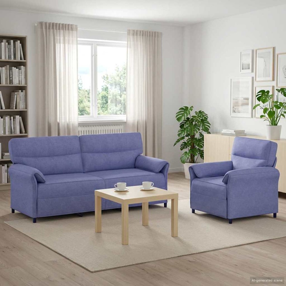 vidaXL Σετ Καναπέ 2 τεμ. Μπλε τζην Ύφασμα 198x83x95cm  Διθέσιος