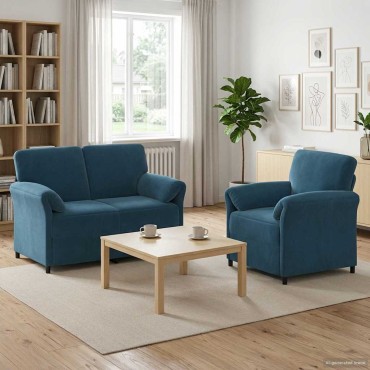 vidaXL Σετ Καναπέ 2 τεμ. Μπλε Βελούδο 138x83x95cm  Διθέσιος