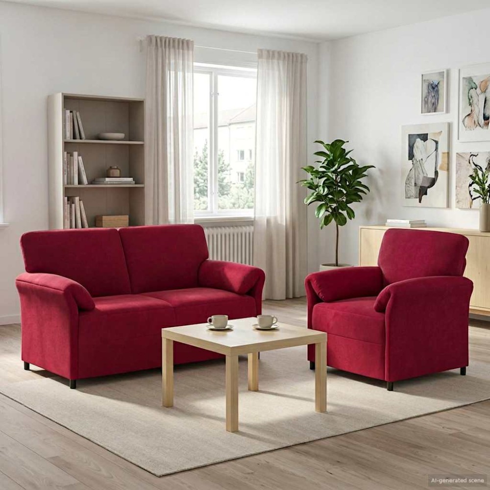 vidaXL Σετ Καναπέ 2 τεμ. Κόκκινο Βελούδο 158x83x95cm  Διθέσιος