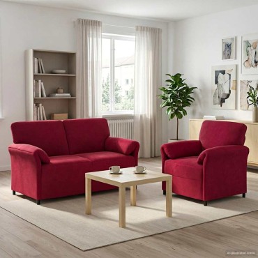 vidaXL Σετ Καναπέ 2 τεμ. Κόκκινο Βελούδο 158x83x95cm  Διθέσιος