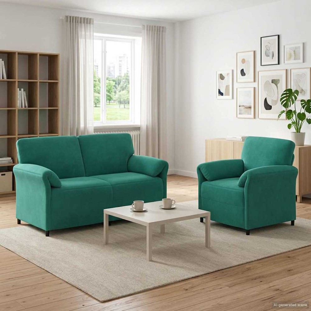 vidaXL Σετ Καναπέ 2 τεμ. Τιρκουάζ Βελούδο 158x83x95cm  Διθέσιος