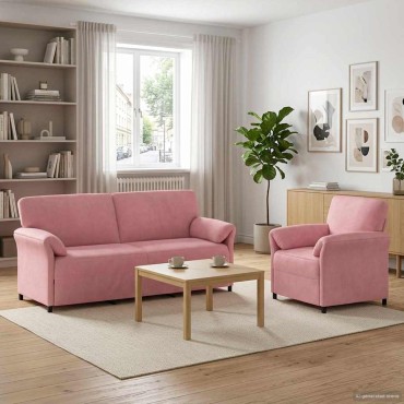 vidaXL Σετ Καναπέ 2 τεμ. Ροζ Βελούδο 198x83x95cm  Διθέσιος