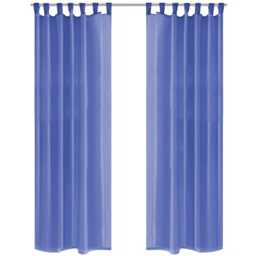 vidaXL Κουρτίνες Βουάλ 2 τεμ. Μπλε Ρουά 140x175cm