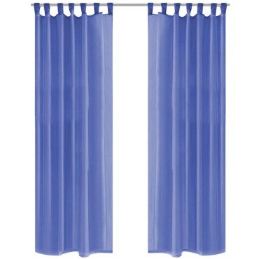 vidaXL Κουρτίνες Βουάλ 2 τεμ. Μπλε Ρουά 140x225cm