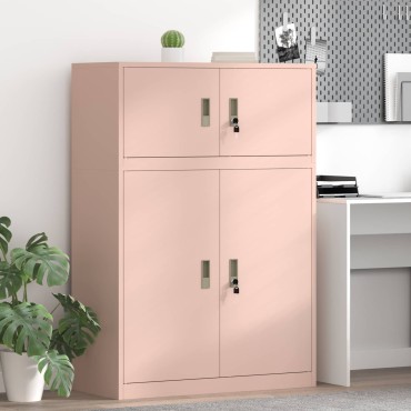 vidaXL Ντουλάπι αποθήκευσης 2 τεμ. Ροζ 90x40x130cm Ατσάλι