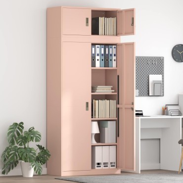 vidaXL Ντουλάπι αποθήκευσης 2 τεμ. Ροζ 90x40x220cm Ατσάλι