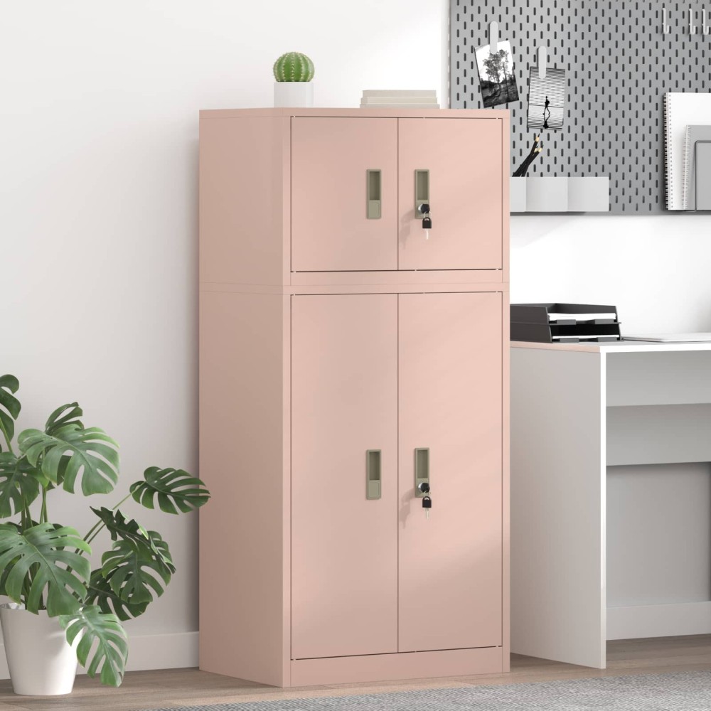 vidaXL Ντουλάπι αποθήκευσης 2 τεμ. Ροζ 60x40x130cm Ατσάλι