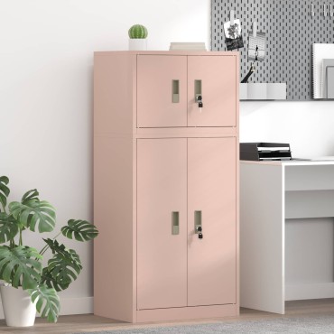vidaXL Ντουλάπι αποθήκευσης 2 τεμ. Ροζ 60x40x130cm Ατσάλι