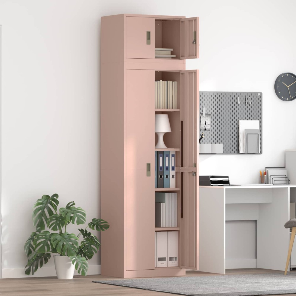 vidaXL Ντουλάπι αποθήκευσης 2 τεμ. Ροζ 60x40x220cm Ατσάλι
