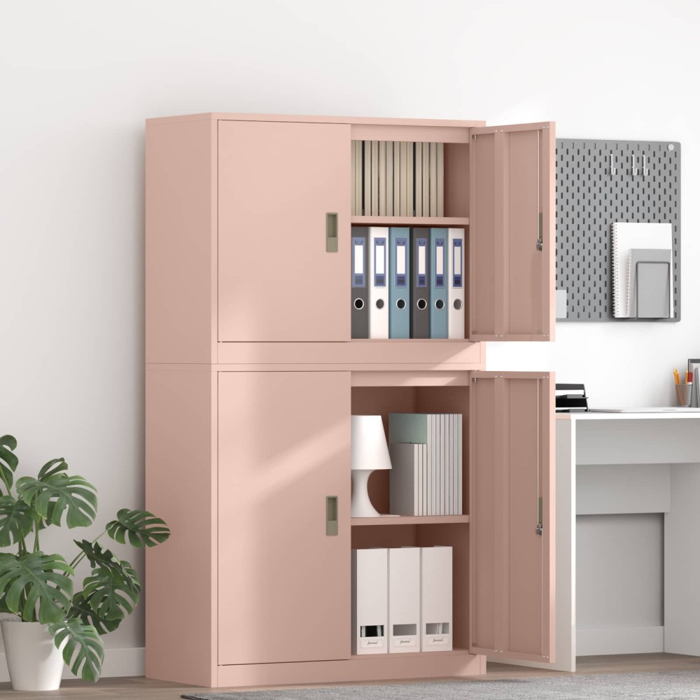 vidaXL Ντουλάπι αποθήκευσης 2 τεμ. Ροζ 90x40x160cm Ατσάλι