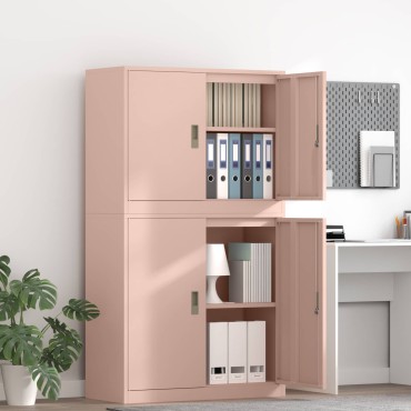 vidaXL Ντουλάπι αποθήκευσης 2 τεμ. Ροζ 90x40x160cm Ατσάλι