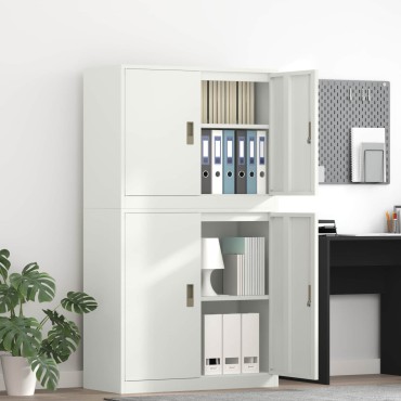 vidaXL Ντουλάπι αποθήκευσης 2 τεμ. Λευκό 90x40x175cm Ατσάλι