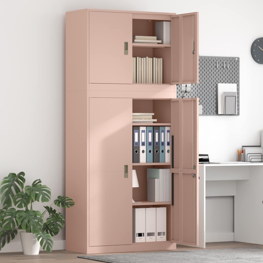 vidaXL Ντουλάπι αποθήκευσης 2 τεμ. Ροζ 90x40x210cm Ατσάλι