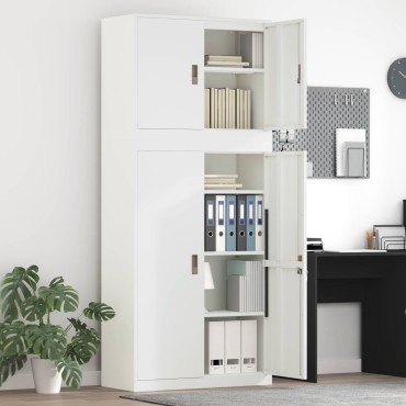 vidaXL Ντουλάπι αποθήκευσης 2 τεμ. Λευκό 90x40x210cm Ατσάλι