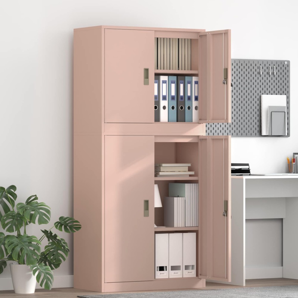 vidaXL Ντουλάπι αποθήκευσης 2 τεμ. Ροζ 80x40x175cm Ατσάλι