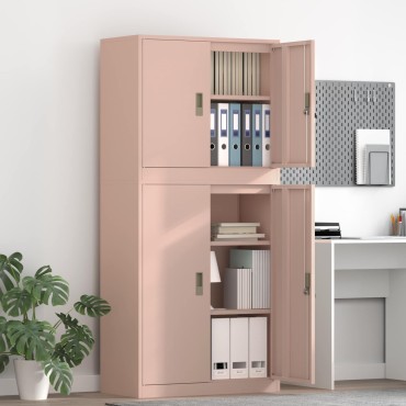 vidaXL Ντουλάπι αποθήκευσης 2 τεμ. Ροζ 80x40x175cm Ατσάλι