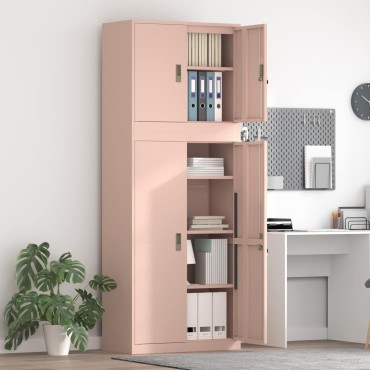 vidaXL Ντουλάπι αποθήκευσης 2 τεμ. Ροζ 80x40x210cm Ατσάλι
