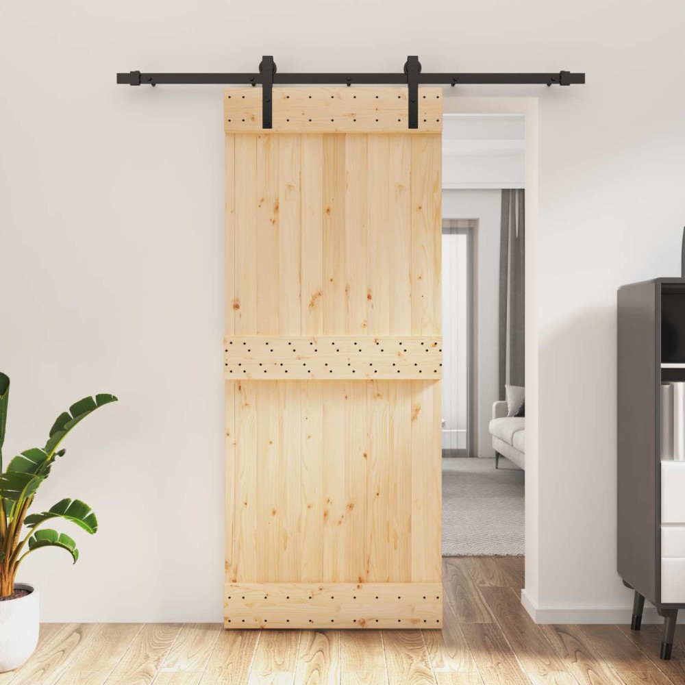 vidaXL Συρόμενη Πόρτα Φυσικό και Μαύρο 85x210cm
