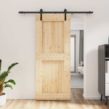 vidaXL Συρόμενη Πόρτα Φυσικό και Μαύρο 85x210cm